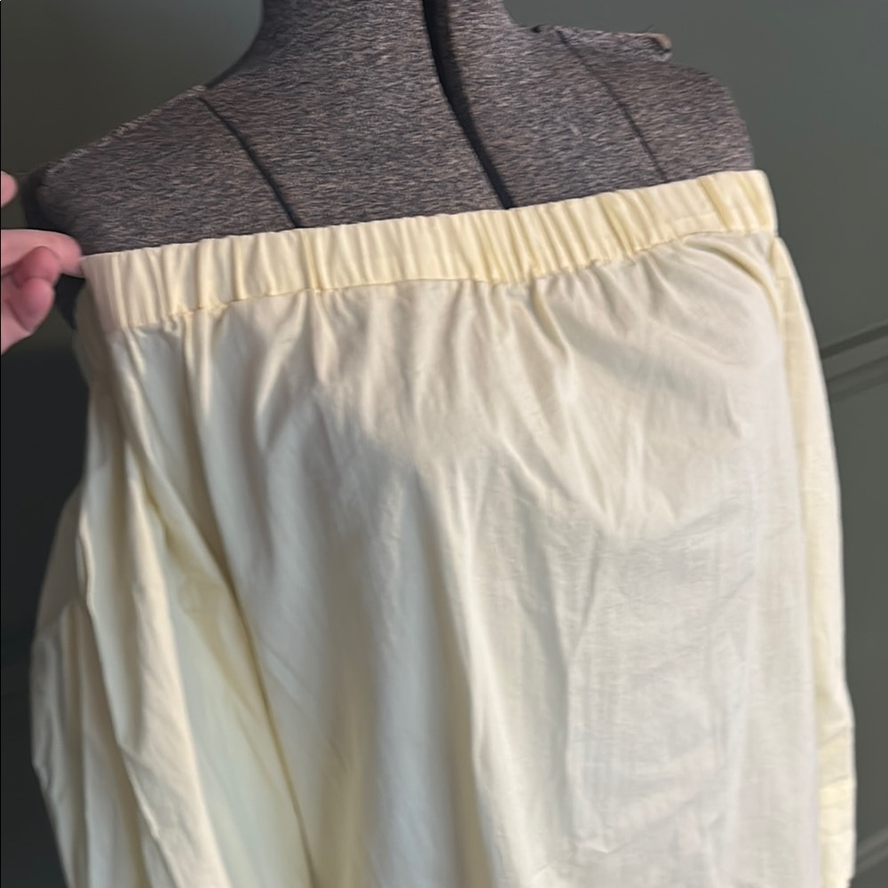 3/4 sleeve off shoulder shift dress super light great for summer - butter yellow